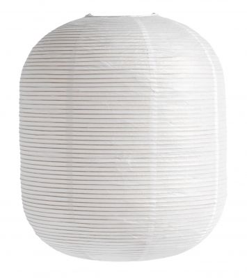 Nahaufnahme des Hay Rice Paper Shade Lampenschirms (42 cm), weiße Papierlaterne mit horizontalen Linien.